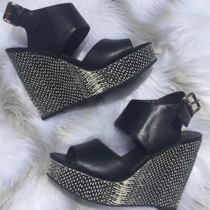 Black Wedges Size 8 with Strap